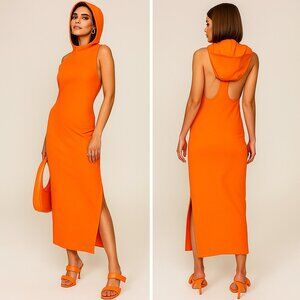 NEW Victor Glemaud Cut Out Hooded Dress Orange